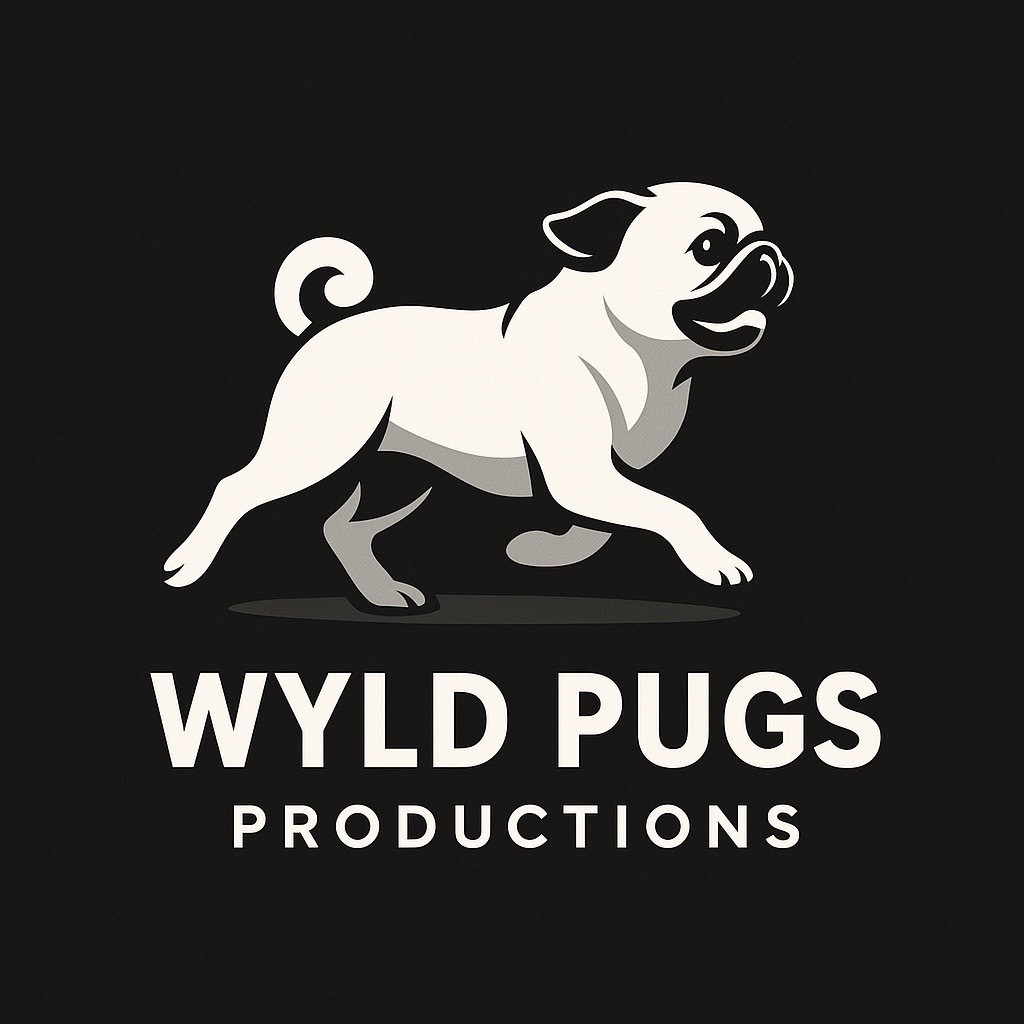 Wyld Pugs Productions running pug logo